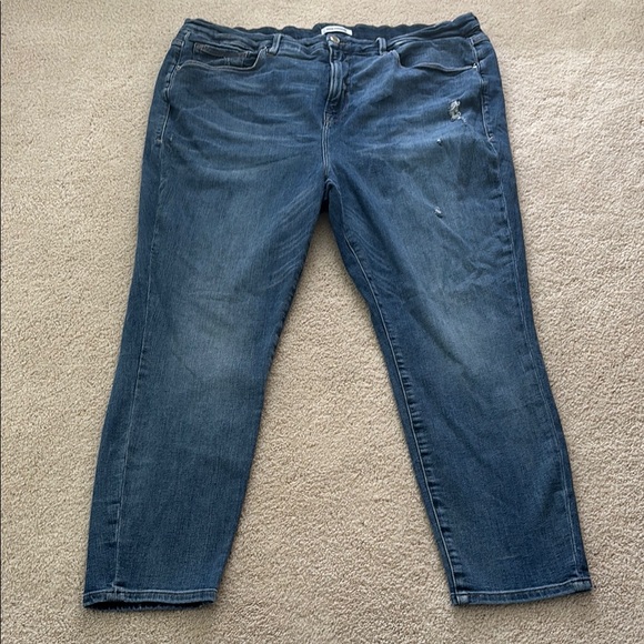 Good American Distressed Blue Denim “Good Legs Crop” Cropped Jeans Size 22 - Picture 2 of 6